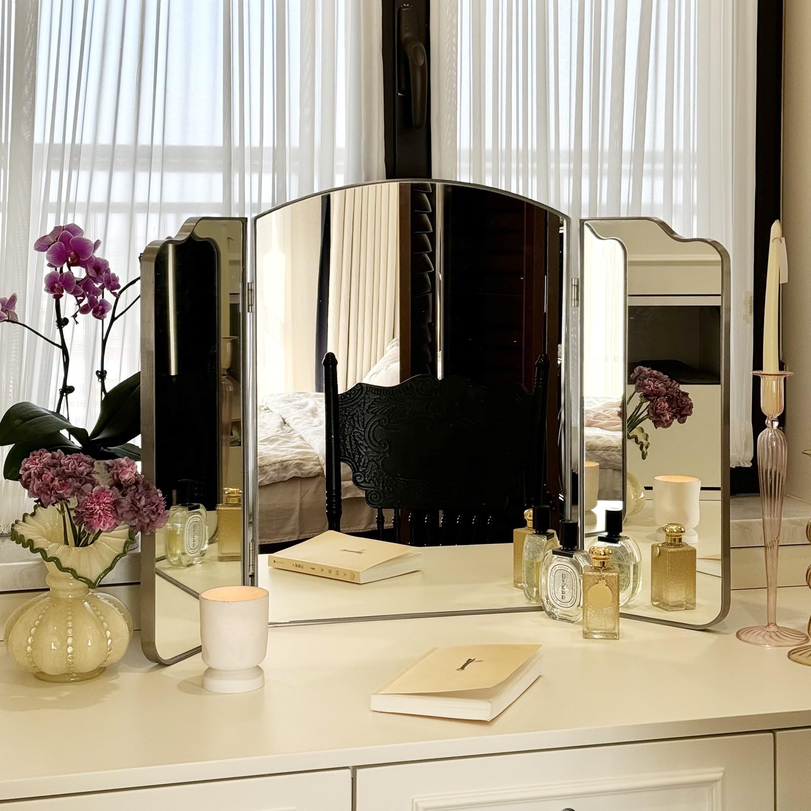 Amazon.com: Jcgly Vintage Vanity Mirror for Bathroom, Trifold